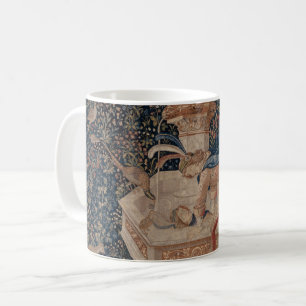 Narcissus vid brunnen, medeltida gobeläng kaffemugg