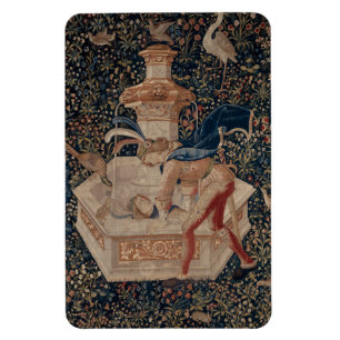 Narcissus vid brunnen, medeltida gobeläng magnet
