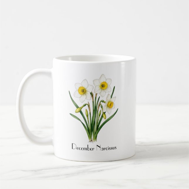 Narcissusblommor i december kaffemugg (Vänster)