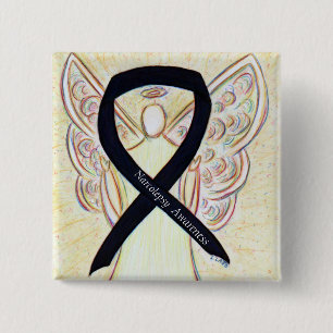 Narcolepsy Awareness Angel Black Ribbon Art Stift Knapp