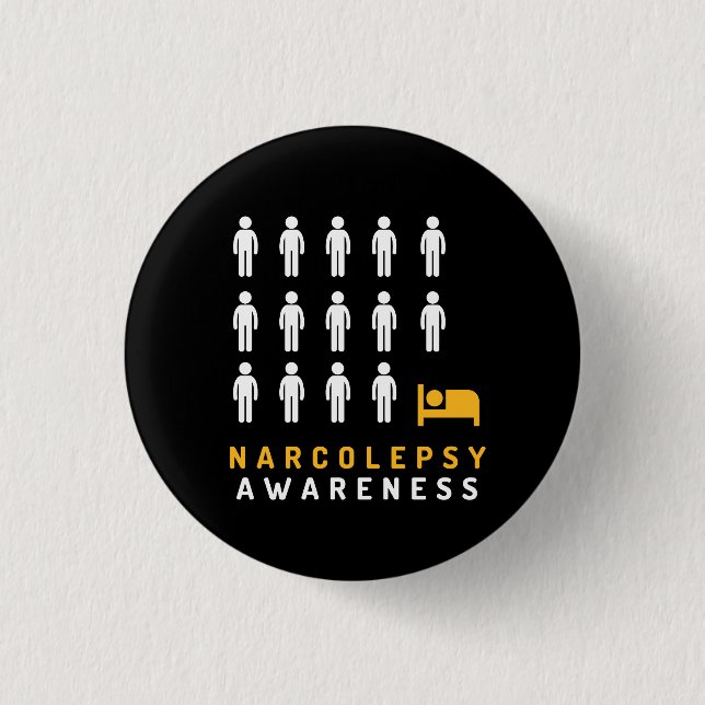 Narcolepsy Awareness Black Gult Pin Badge Button Knapp (Framsida)