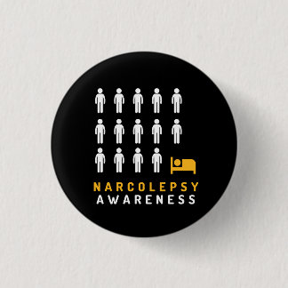 Narcolepsy Awareness Black Gult Pin Badge Button Knapp