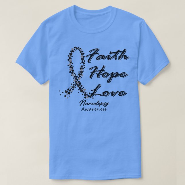 Narcolepsy Awareness Hope Kärlek i denna familj T Shirt (Design framsida)