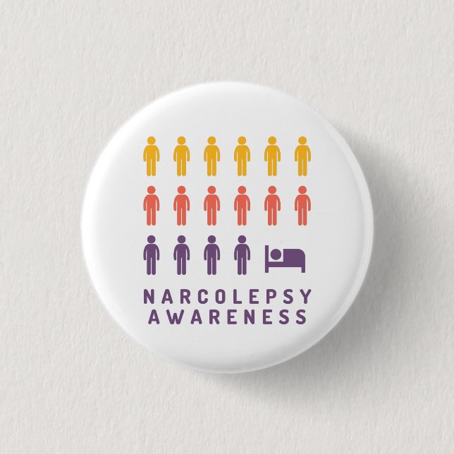 Narcolepsy Awareness Lila Multicolor Pin Badge Knapp (Framsida)