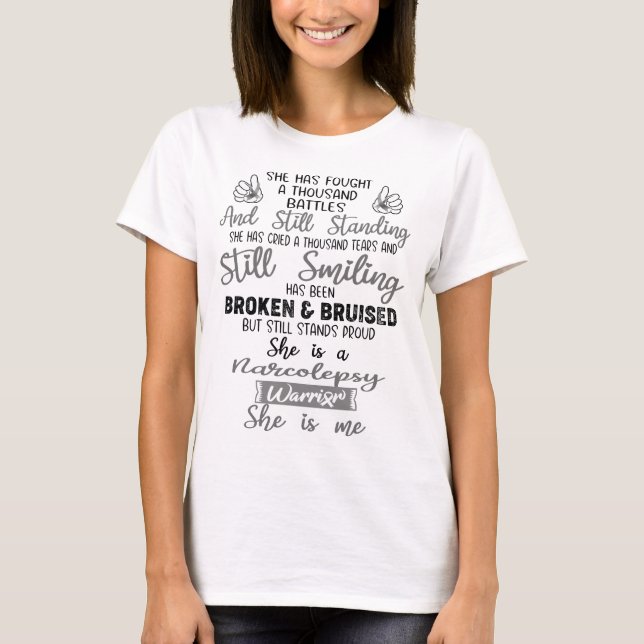 Narcolepsy Awareness Ribbon Support Gifts T Shirt (Framsida)