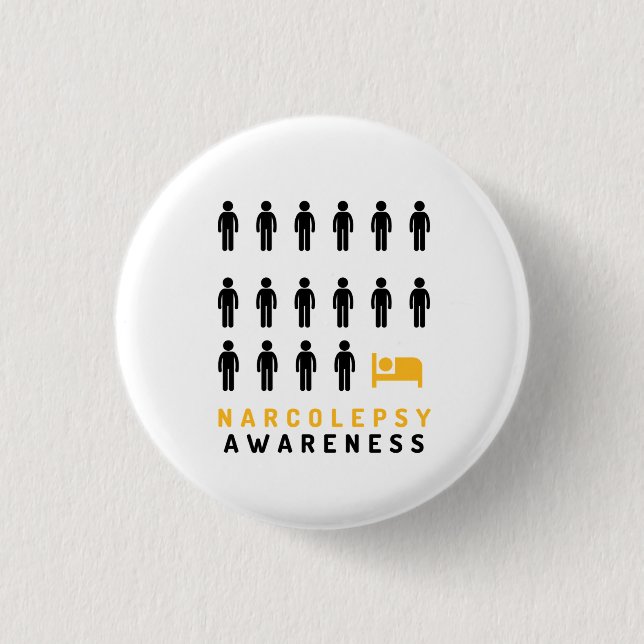 Narcolepsy Awareness White Pin Badge Knapp (Framsida)
