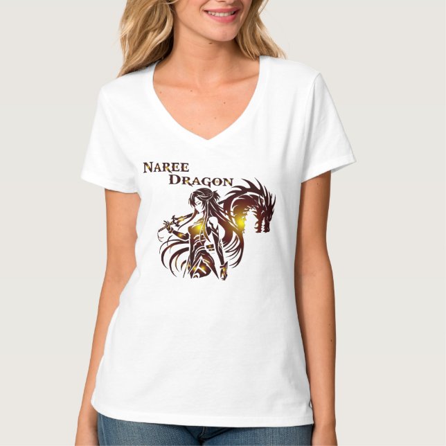 Naree Dragon Women V-Shirt T Shirt (Framsida)