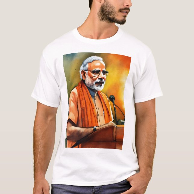 Narendra Modi: Visionär ledare T-Shirt Design" (Framsida)