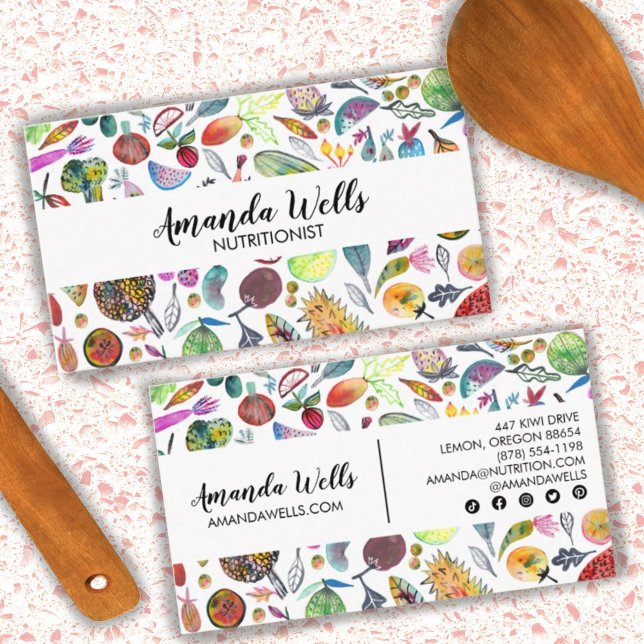 Näringist Chef Dietitian Unique Veggies Fruits Visitkort (Skapare uppladdad)