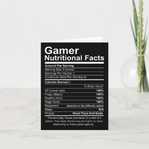 Näringsfakta Cool Gamer TV-spel Roligt  Kort