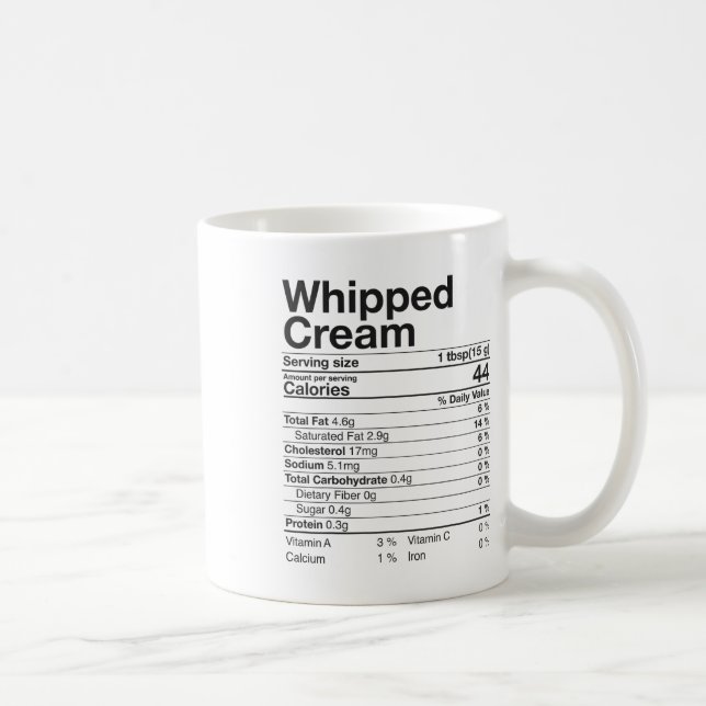 Näringsfakta för vispad grädde Thanksgiving-gåva L Kaffemugg (Höger)