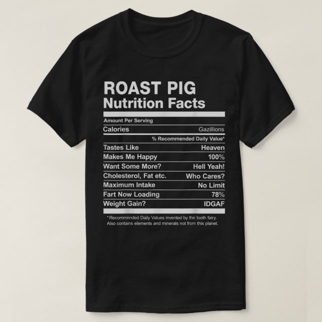 Näringsfakta vid Gris. Funny T Shirt (Design framsida)