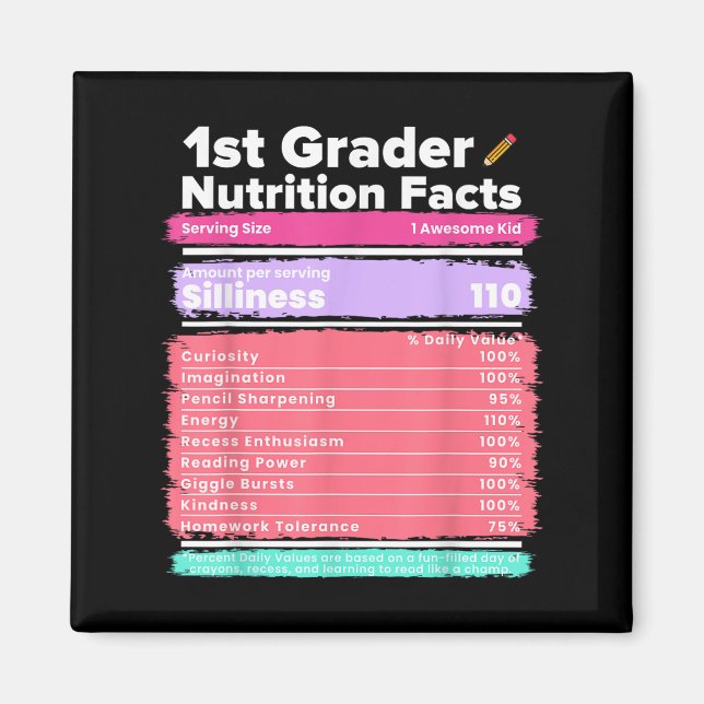 Näringsfaktorer 1:a Klass Funny Back to school Shi Magnet (Framsidan)