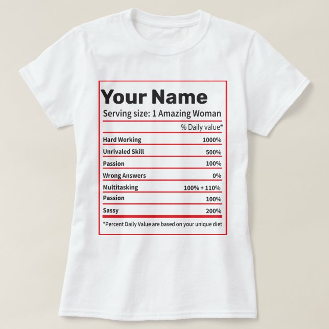 Näringsfenomen Personlig Namn- Women Gift T- S T Shirt (Design framsida)