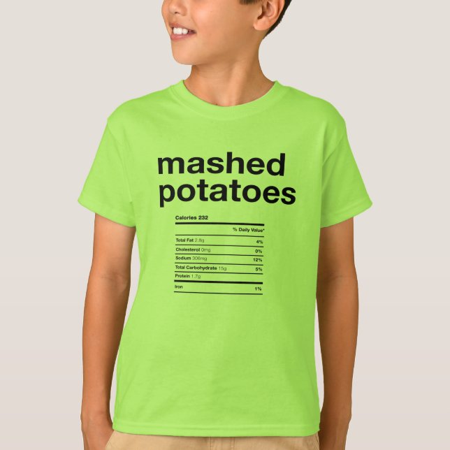 Näringsinformation om streckad potatis t shirt (Framsida)