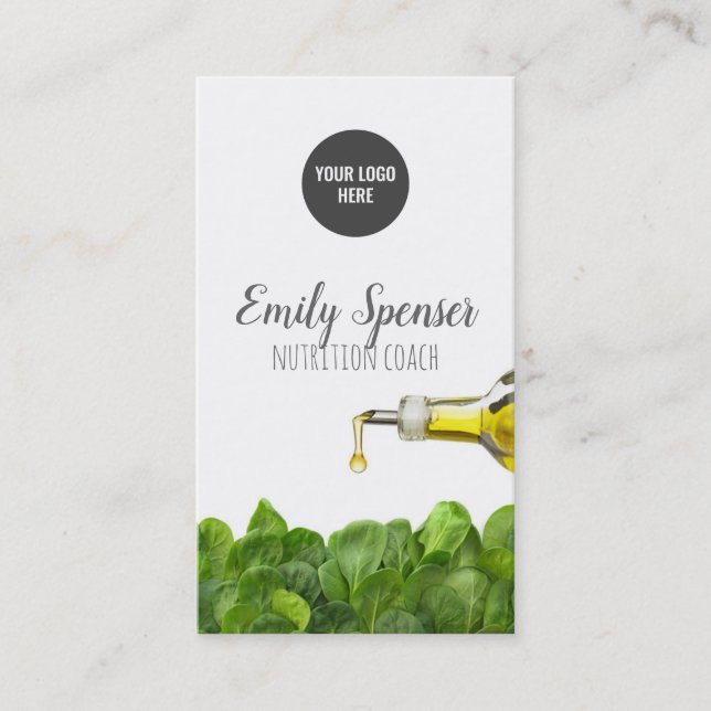 Näringskolvens Grönt Löv Olivoljekort Vitt kort (Framsida)