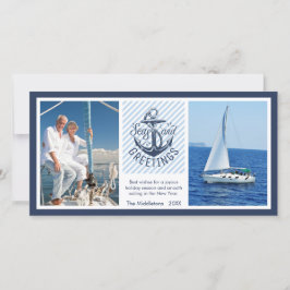 Näringslivet i Nautical SEAson - Navy & White Rand Julkort