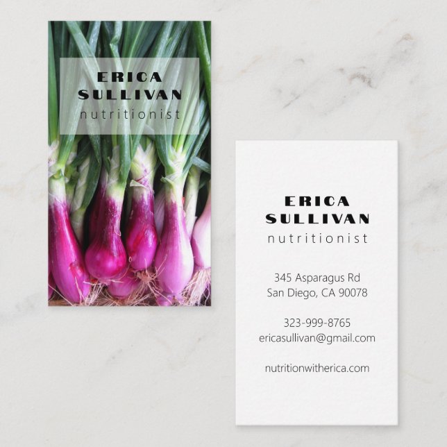 Näringslivets hälsocoach Chef Diet Veggies Photo Visitkort (Fram/baksida)