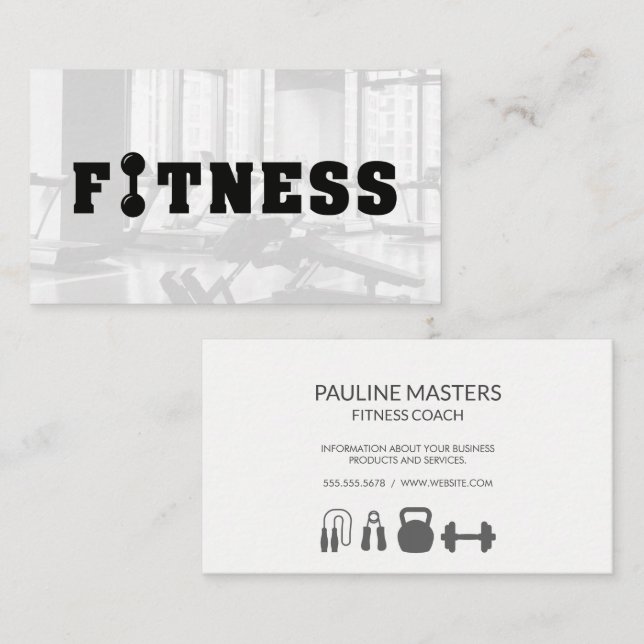 Näringslivshälsa | Fitness Dumbbell Icon Tidsbeställning Kort (Fram/baksida)