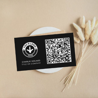 Näringslivskort QR-kod | Svart Modern Design Visitkort