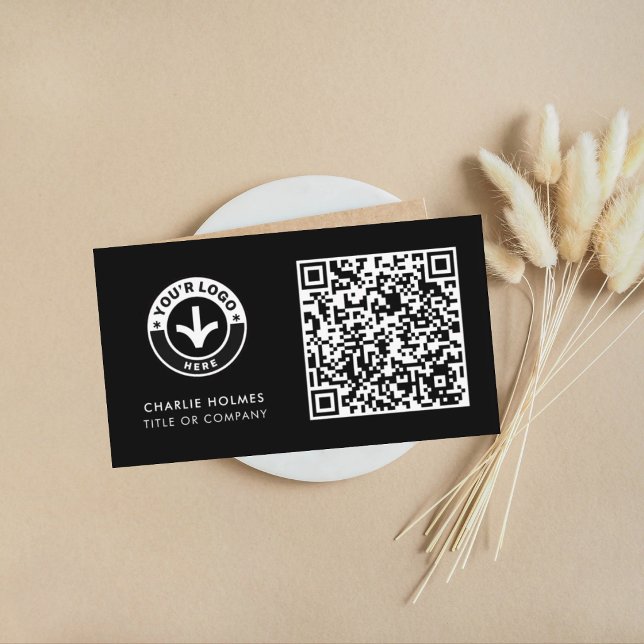 Näringslivskort QR-kod | Svart Modern Design Visitkort (Skapare uppladdad)