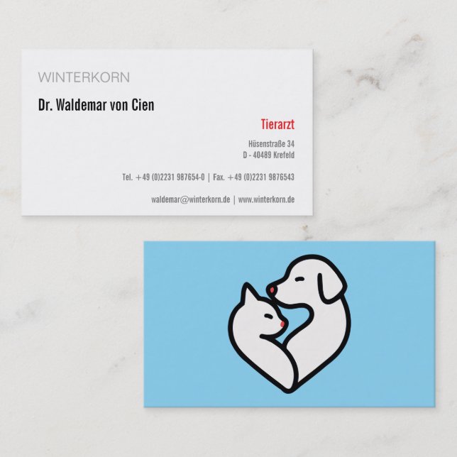 näringslivskort veterinär visitkort (Fram/baksida)