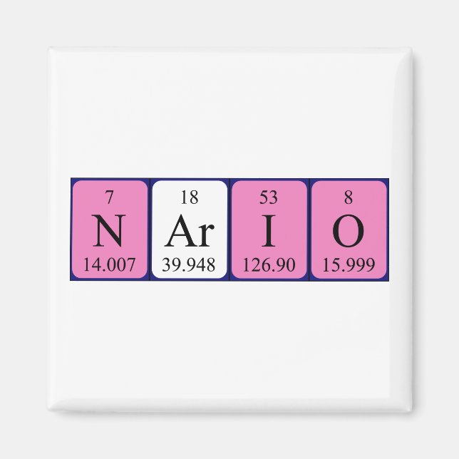Nario periodiskt bord namn magnet (Framsidan)