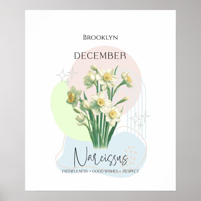 Narkiss Blomma för födda i December Poster (Framsidan)