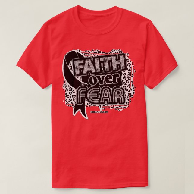 Narkolepsimedvetenhet Ribbon Faith over rädslan Le T Shirt (Design framsida)