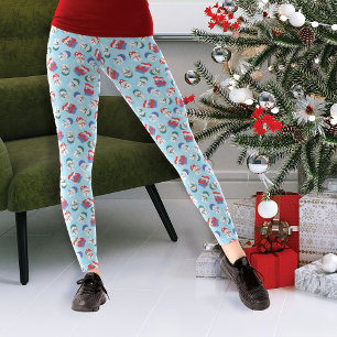 Närliggande Snögubbar Vattenfärgad jul Mönster Leggings