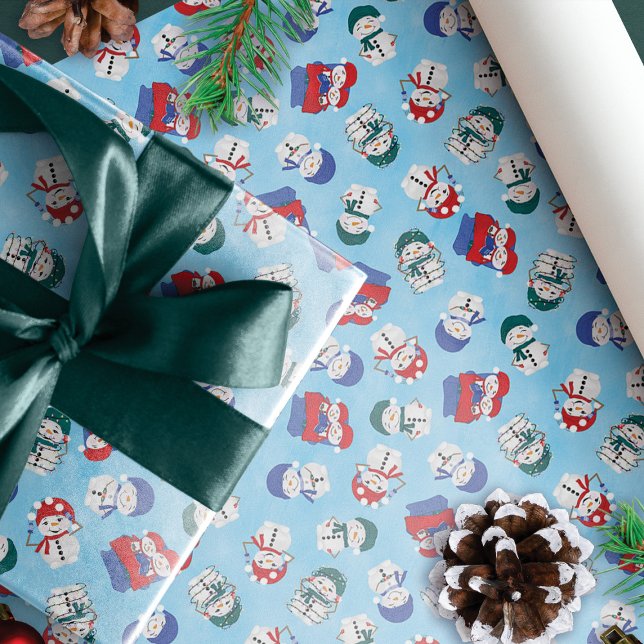 Närliggande Snögubbar Vattenfärgad jul Mönster Presentpapper (Skapare uppladdad)