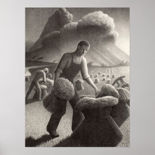 Närma storm efter Grant Wood Poster