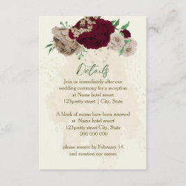 Närmare uppgifter om burgundychampagneblommor bröl tilläggskort