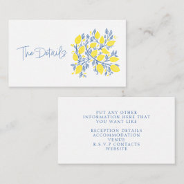 Närmare uppgifter om citronvinerna av blått och gu tilläggskort