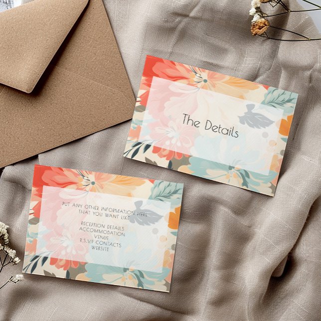 Närmare uppgifter om flödesmodern typografi tilläggskort (Flowery modern typography the details enclosure card.)