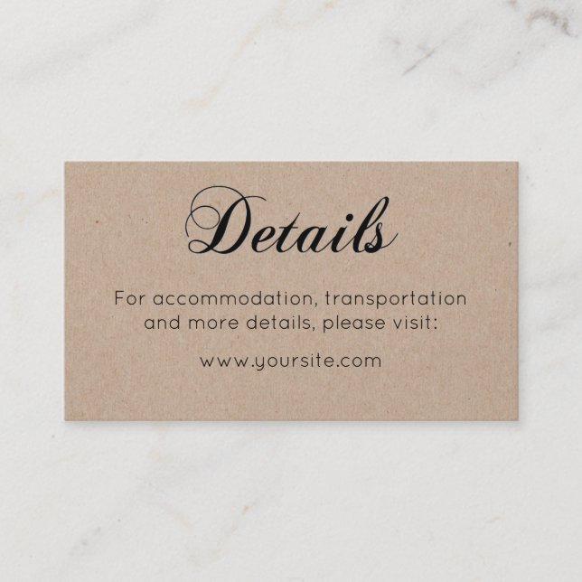 Närmare uppgifter om Rustic bröllop. Enkel kalligr Tilläggskort (Framsida)