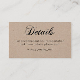 Närmare uppgifter om Rustic bröllop. Enkel kalligr Tilläggskort