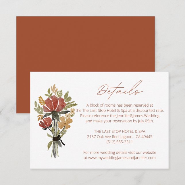 Närmare uppgifter om Simple Wildblomma Terracotta  Tilläggskort (Fram/baksida)