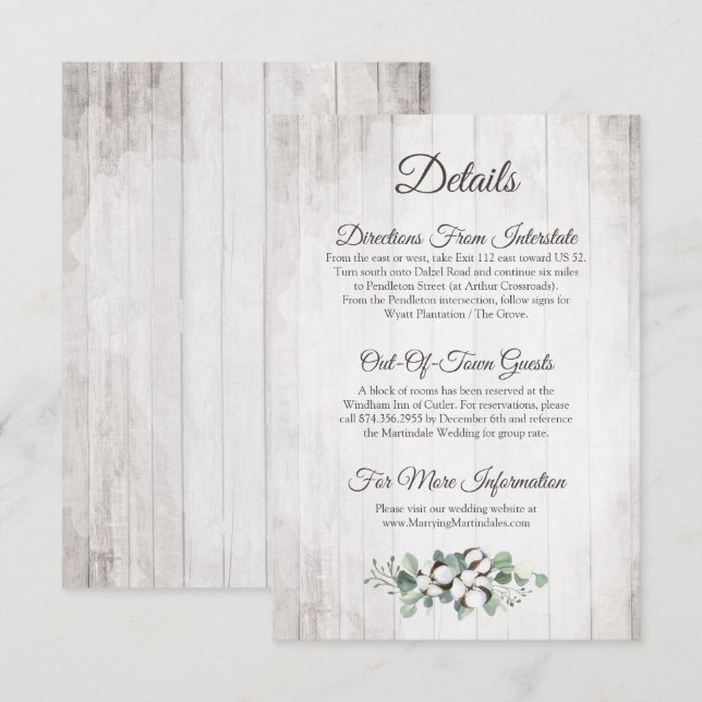 Närmare upplysningar om Bröllop i Rustic Southern  Tilläggskort (Fram/baksida)