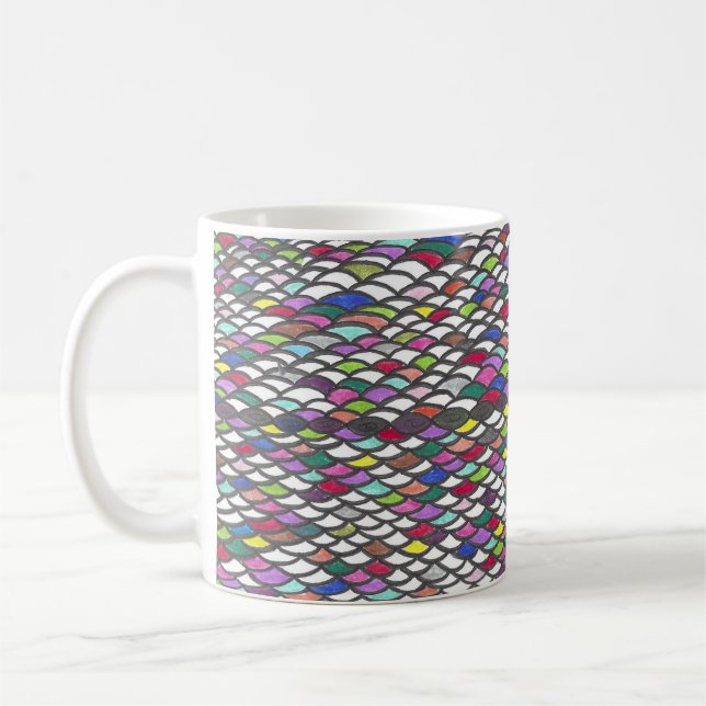 Narmin | Färgglatt Upprepat Handritat Mönster Kaffemugg (Vänster)