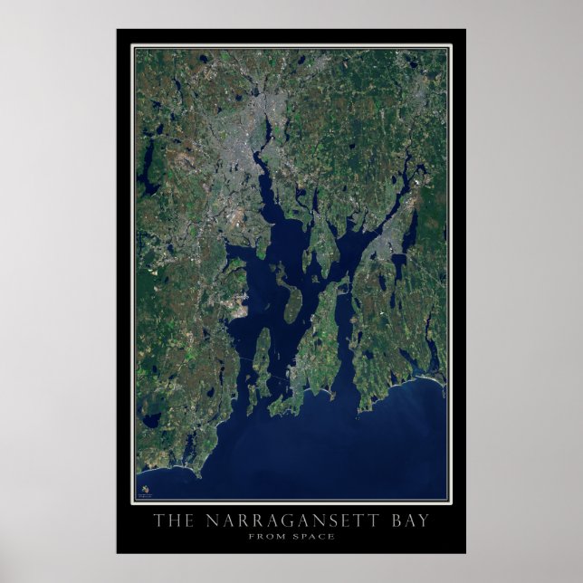 Narragansett Bay Satellite Poster Karta (Framsidan)