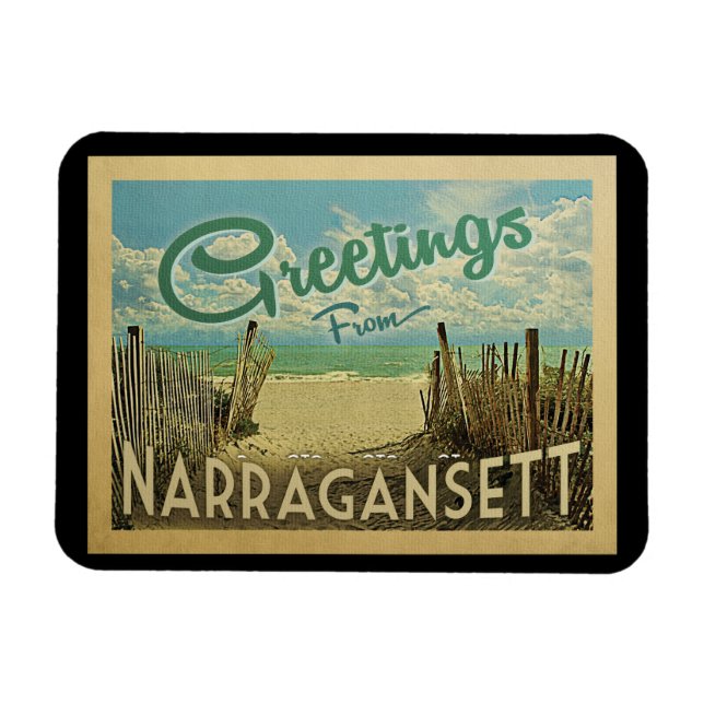 Narragansett Beach Vintage resor Magnet (Horisontell)