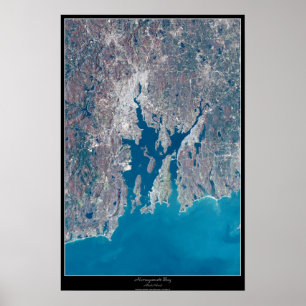 Narragansett fjärd Rhode - satellit- affisch för