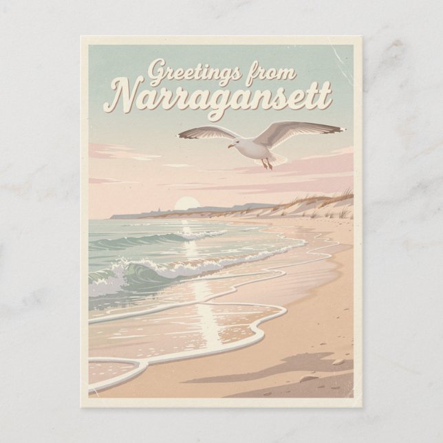 Narragansett, Rhode Island – Kustvågor Vykort (Framsida)