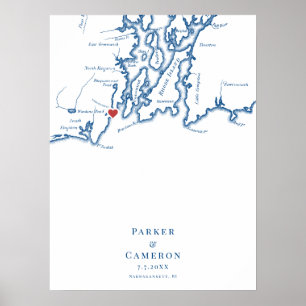 Narragansett RI Bröllop Elegant Guest Bok Poster