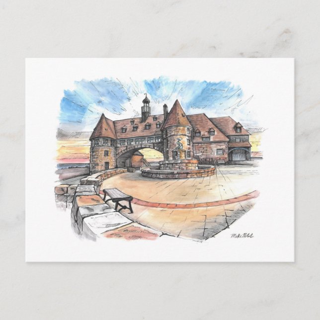 Narragansett Torn, Kusten Guard House Pen och Bläc Vykort (Framsida)