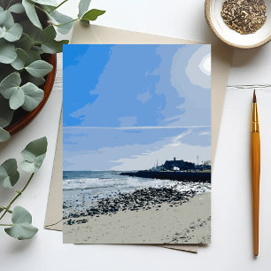 Narragansett Town Beach Rhode Island Målning Vykort