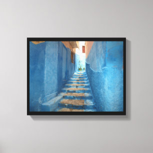Narrow Blue Stairway i Marocko Canvastryck