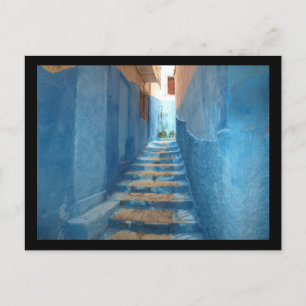 Narrow Blue Stairway i Marocko Vykort
