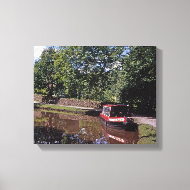 Narrow Boat Peak Forest Canal Marple Canvastryck (Framsida)